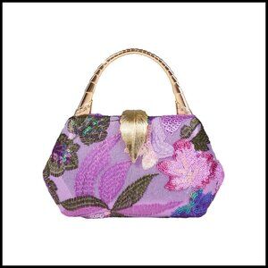 Floral Sequin Clutch Evening Handbag Beaded Crossbody Purse Elegant Party
